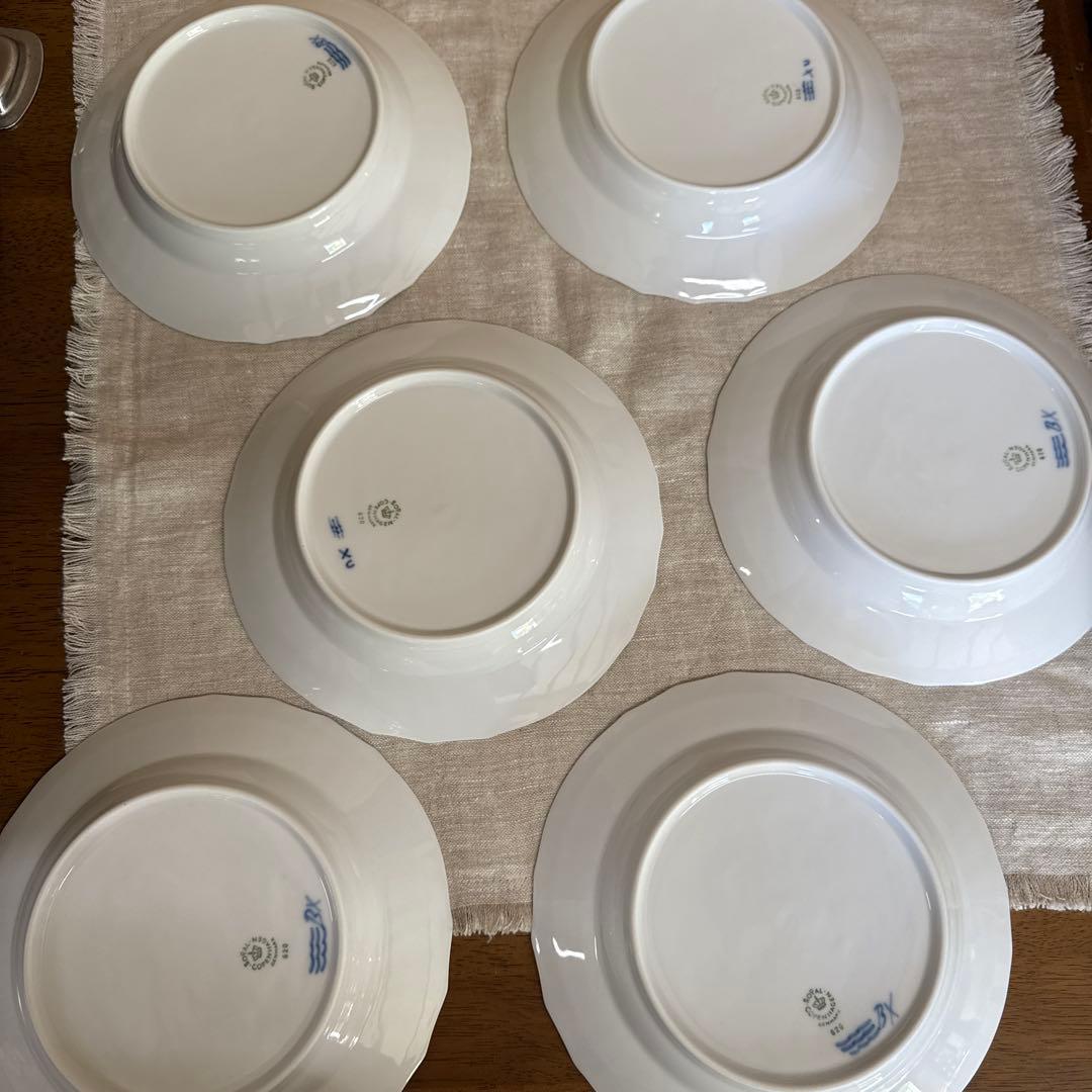 未使用　ロイヤルコペンハーゲン　ブルーフラワー　カープ　中深皿　６枚