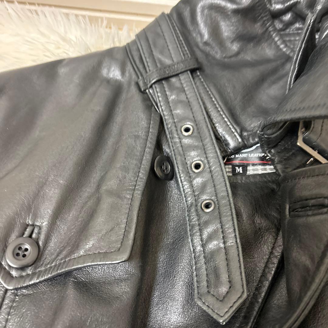 TORNADO MART 本革 レザーロングコート ベルト付き　希少モデル M