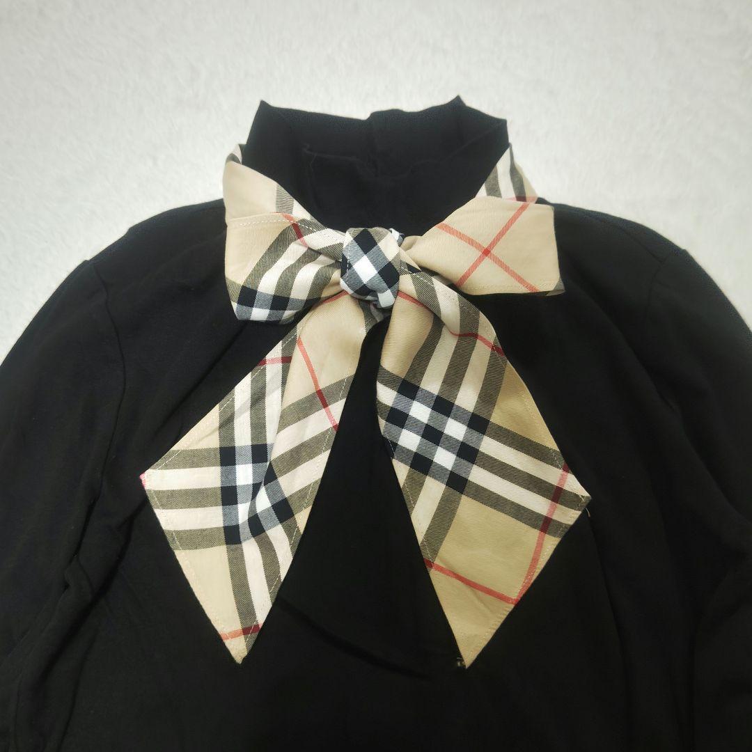 バーバリーブルーレーベル ボウタイ リボン 長袖 ノバチェック ホースロゴ