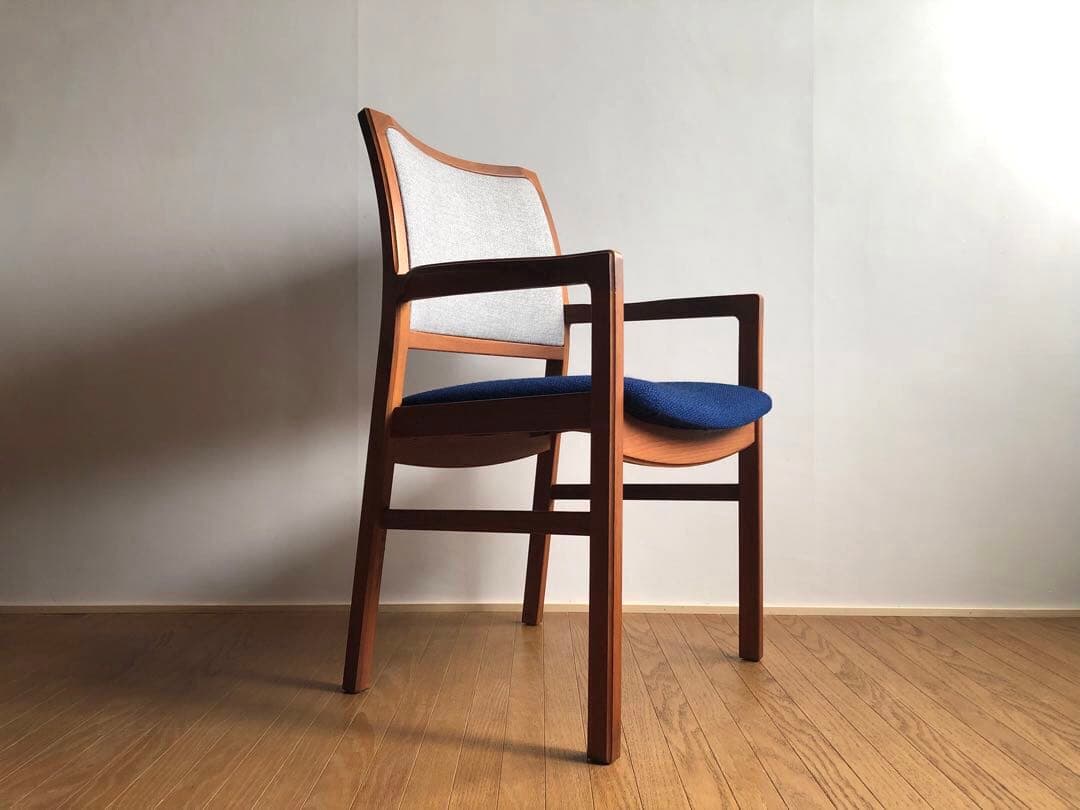 日田工芸 チーク無垢材 アームチェア② 生地新調 ダイニング デスクチェア 工芸