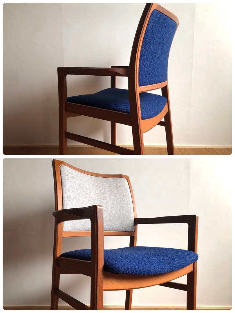 日田工芸 チーク無垢材 アームチェア② 生地新調 ダイニング デスクチェア 工芸