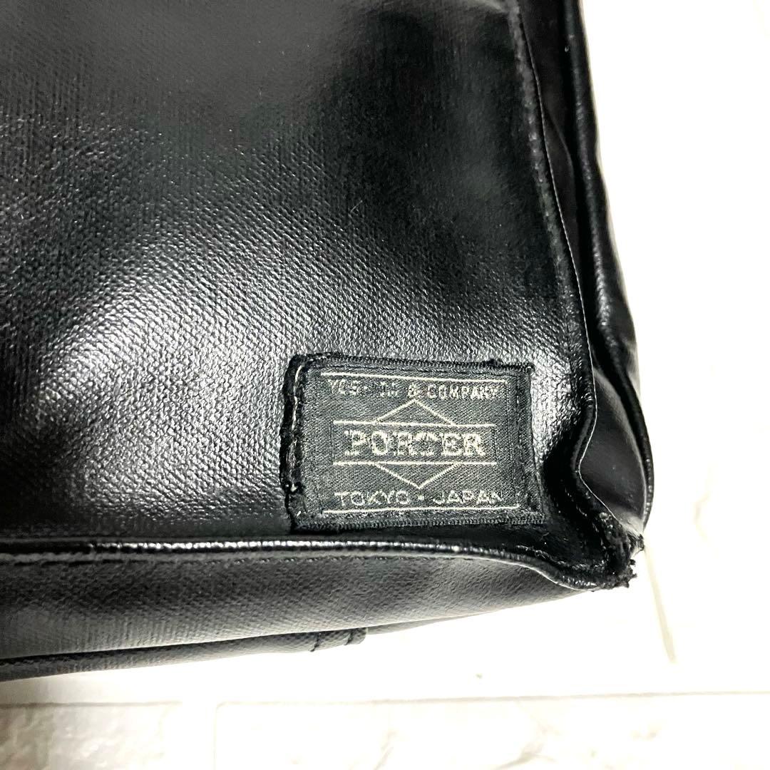 美品 PORTER ポーター ブラック レザー ショルダーバッグ 2層