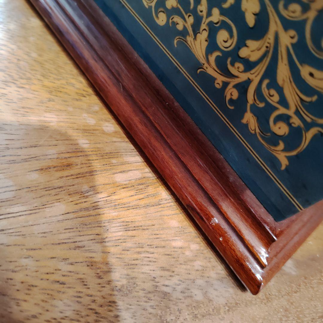 リュージュ青と金の装飾 木製オルゴール