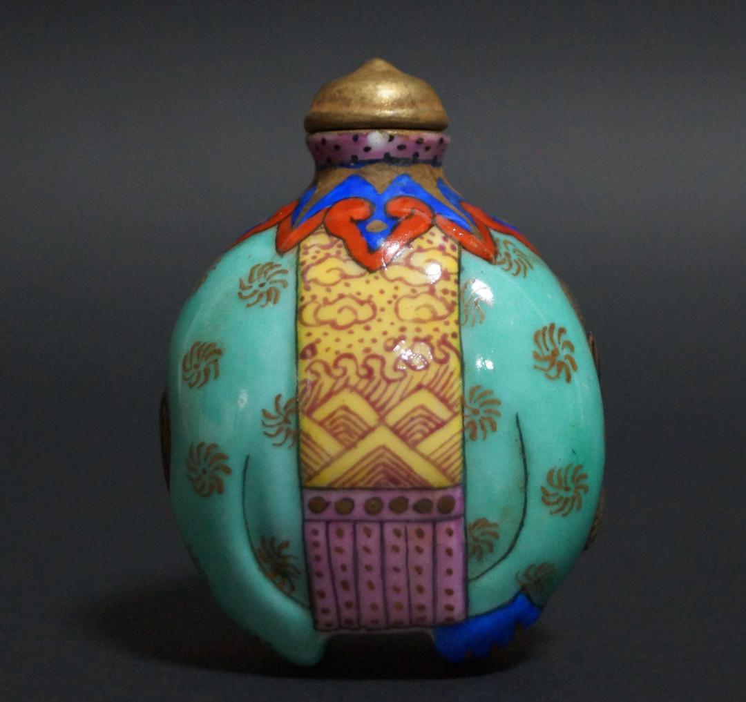 清 乾隆年製 陶胎珐琅(エナメル)彩色絵 造形『太平有象』鼻煙壷嗅ぎタバコ喫煙具