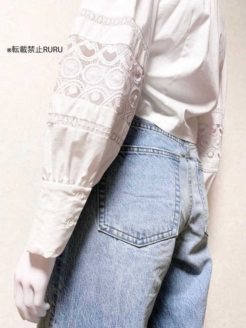 新品 alice+olivia アイレット刺繍レース ボウタイ シャツブラウス