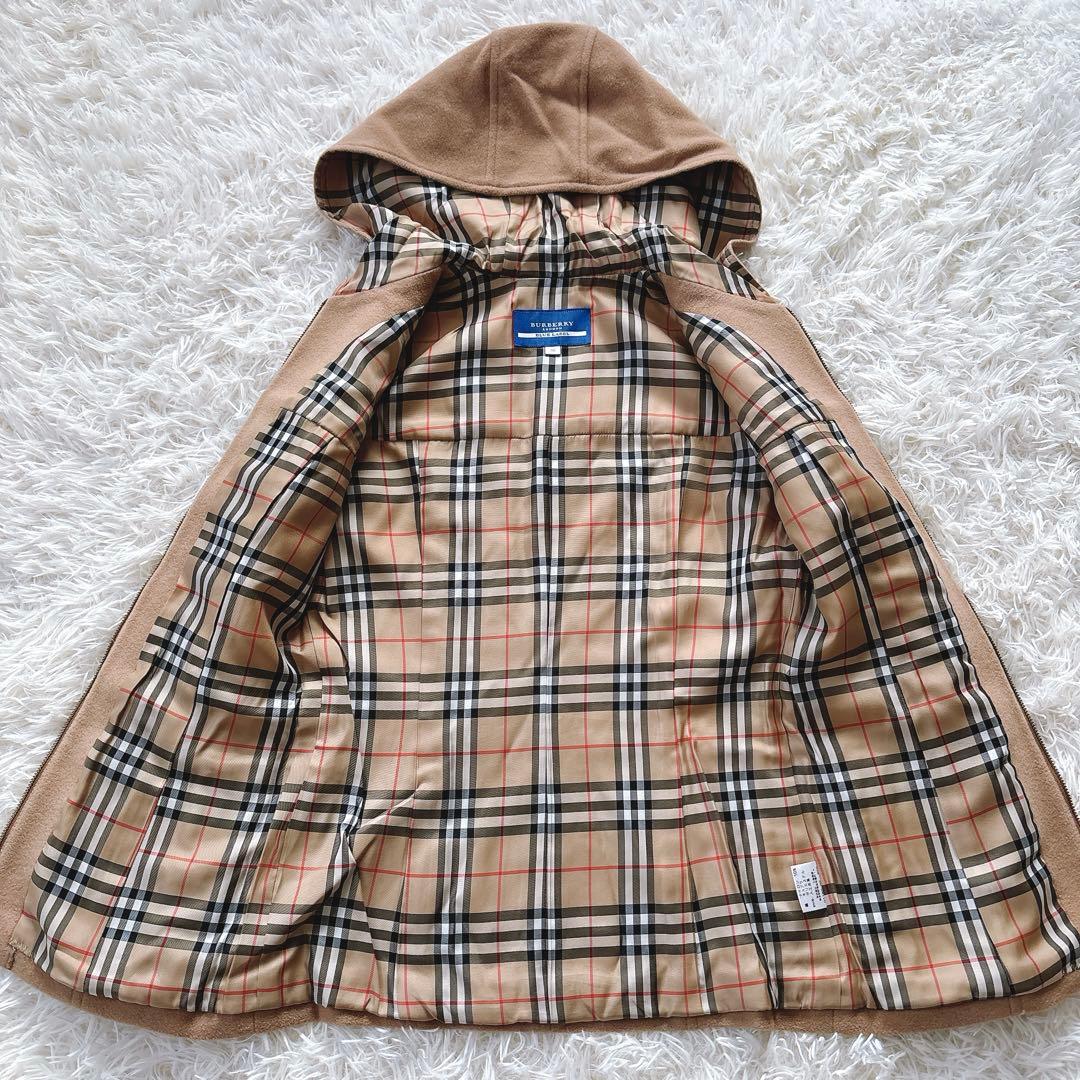 BURBERRY ショートコート アンゴラ混 ノバチェック ホースロゴ フード