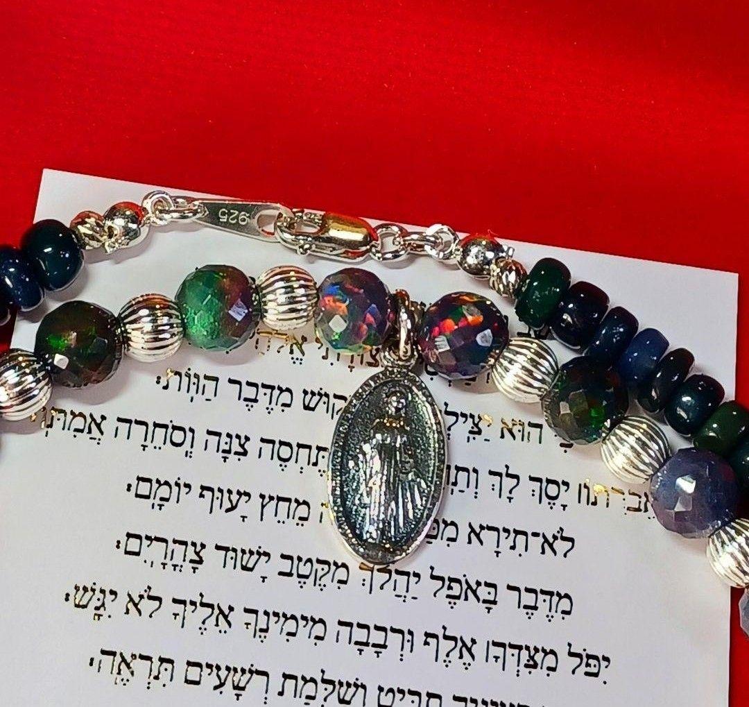 未来様 ブラックプレシャスオパール925マリア 不思議のメダイ ネックレス