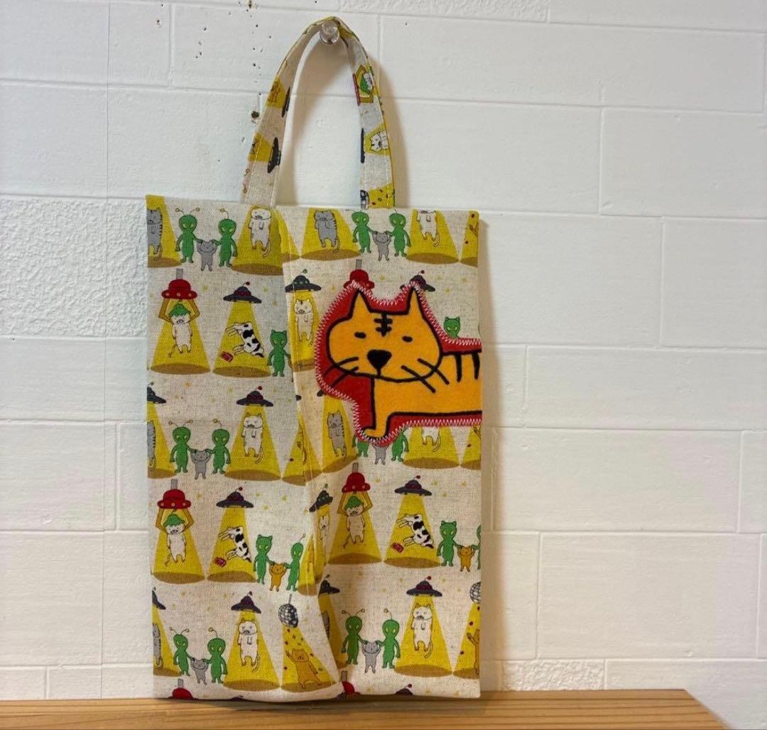 感謝価格　トートバッグ　エコティッシュカバー　巾着　ポーチ　ユキエモン　猫柄