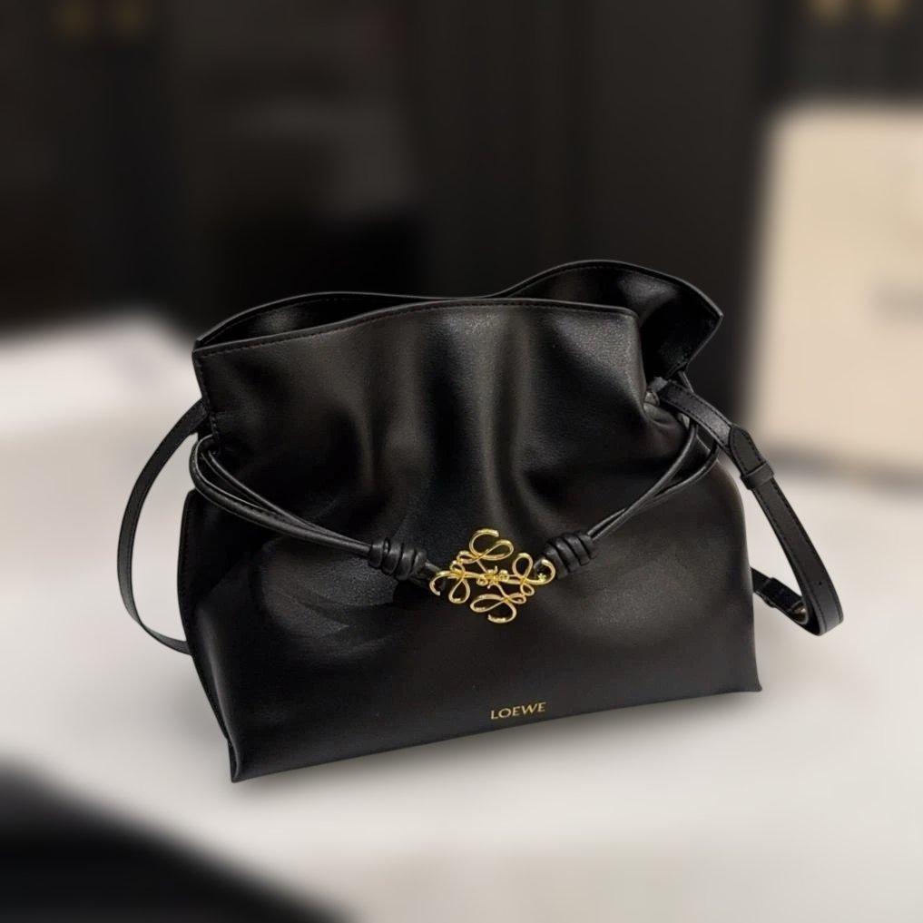 Flamenco Bag 30 ブラックレザー ショルダーバッグ