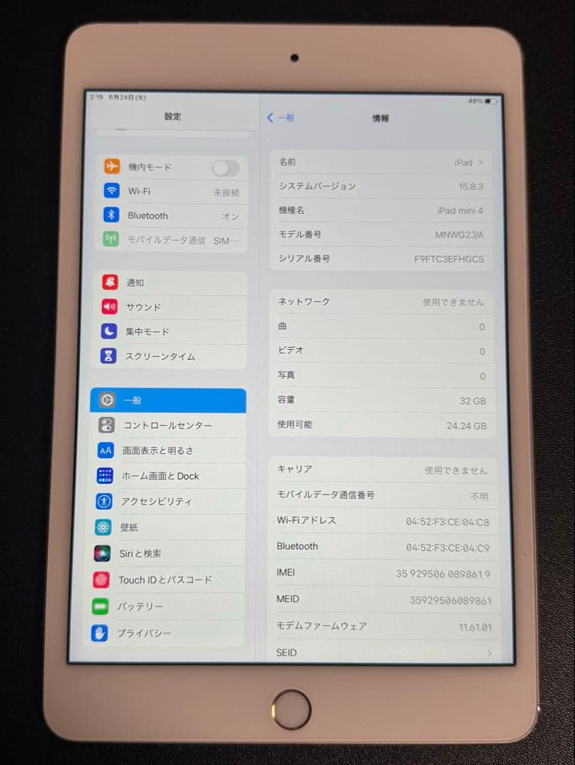 【バッテリー最大容量100%】iPad mini 4 32GB