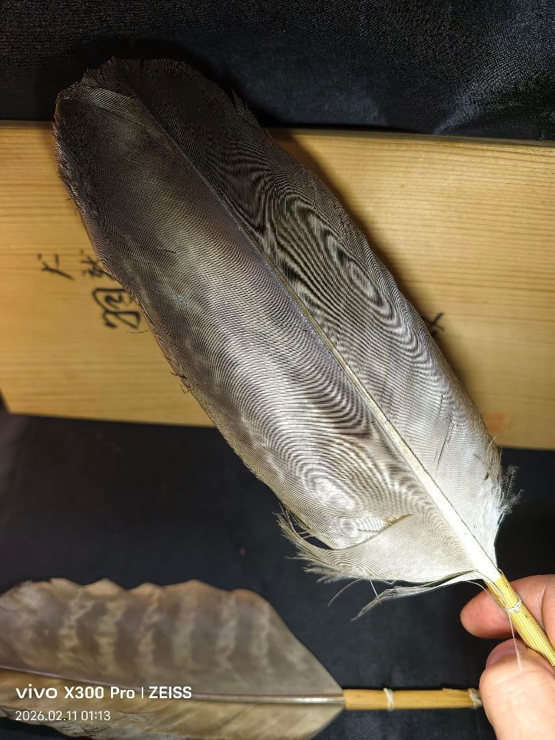 茶道具 羽箒 一双 共箱 鳳斎作 旧家蔵出し美品 炉用？茶会用 茶釜