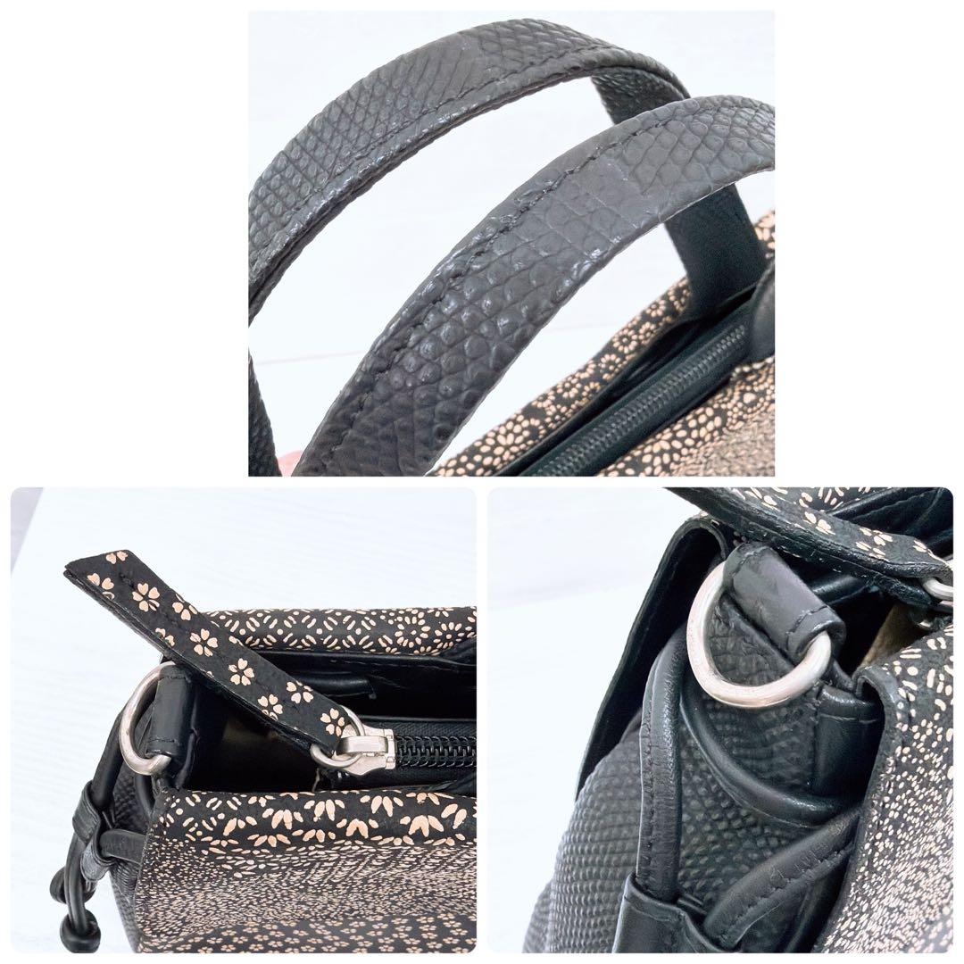 【shino】印傳 バッグ ショルダーバッグ ハンドバッグ 2WAY 柄