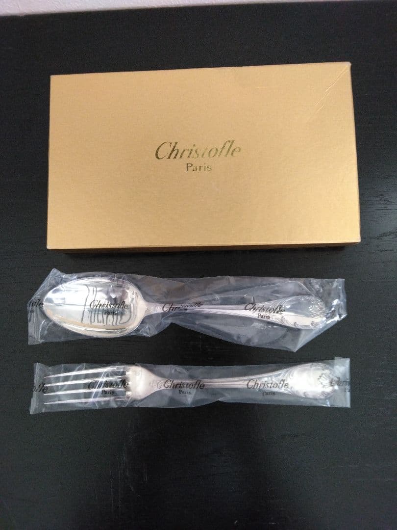 クリストフル、銀、スプーン＆フォークセット、マルリー