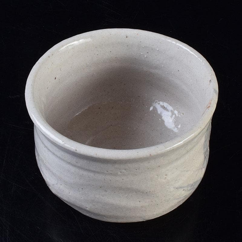 北大路魯山人作　志野焼　草文　茶碗　仕覆付　共箱　M　R9329