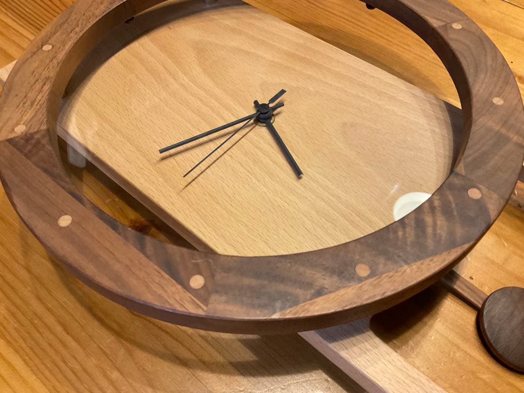 ウォールクロック振り子　ブナ　掛け時計 おしゃれ 天然木 無垢 文字盤なし