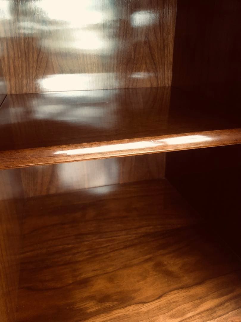 希少品 YAMAHA 昭和モダンキャビネット 蒔絵風意匠・ガラス戸 木製収納家具