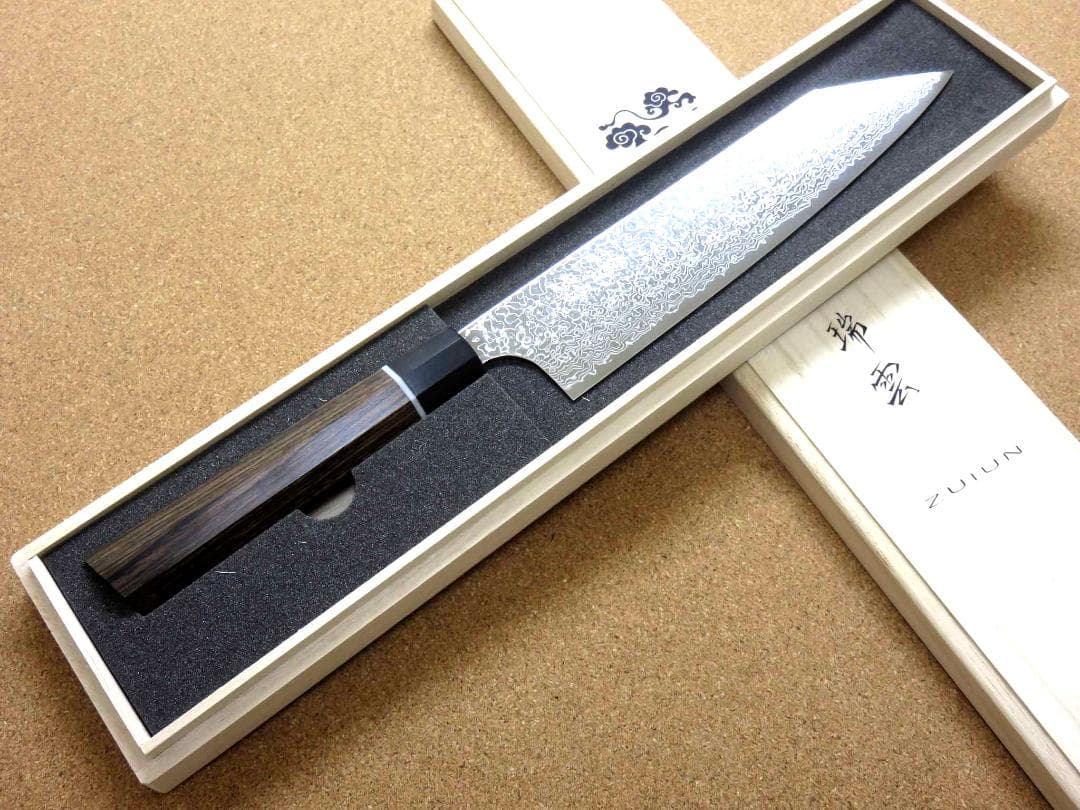 牛刀 210mm 瑞雲 関の刃物 ダマスカス63層 SPG2 両刃 洋包丁 桐箱