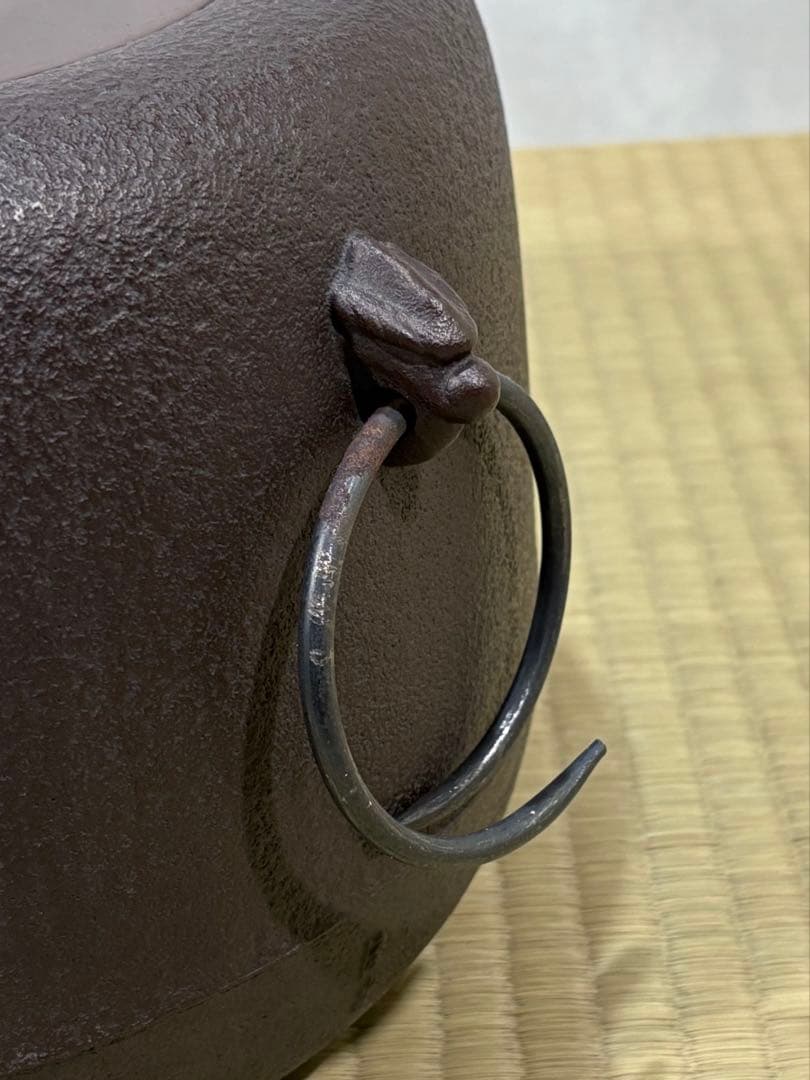 釜師　佐藤清光造　政所地紋　広口釜　美品　共箱　茶道具　送料込