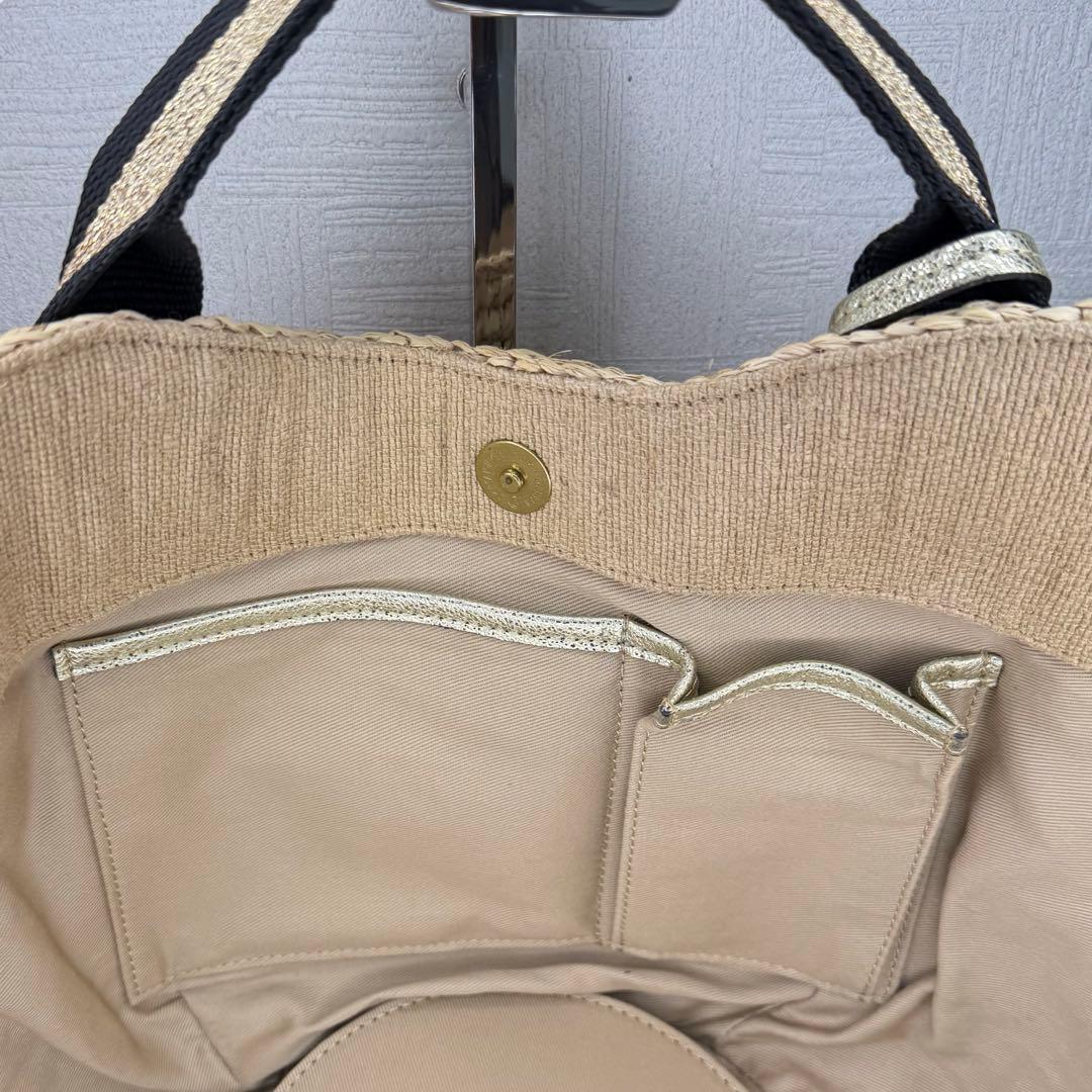 【極美品】VIOLAd'ORO ラフィア かごバッグ トートバッグ ラメハンドル