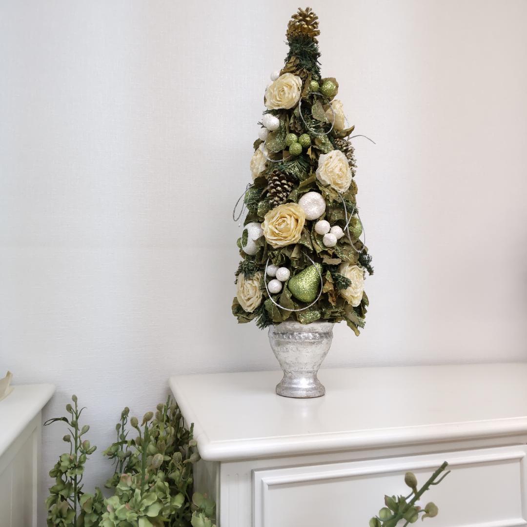 約66cm　トピアリー　造花　フラワー　グリーン　大きい　レアカラー