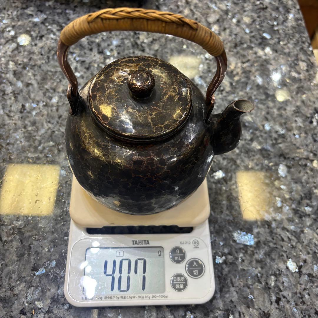 鎚起銅器 銅製急須 竹巻き取手