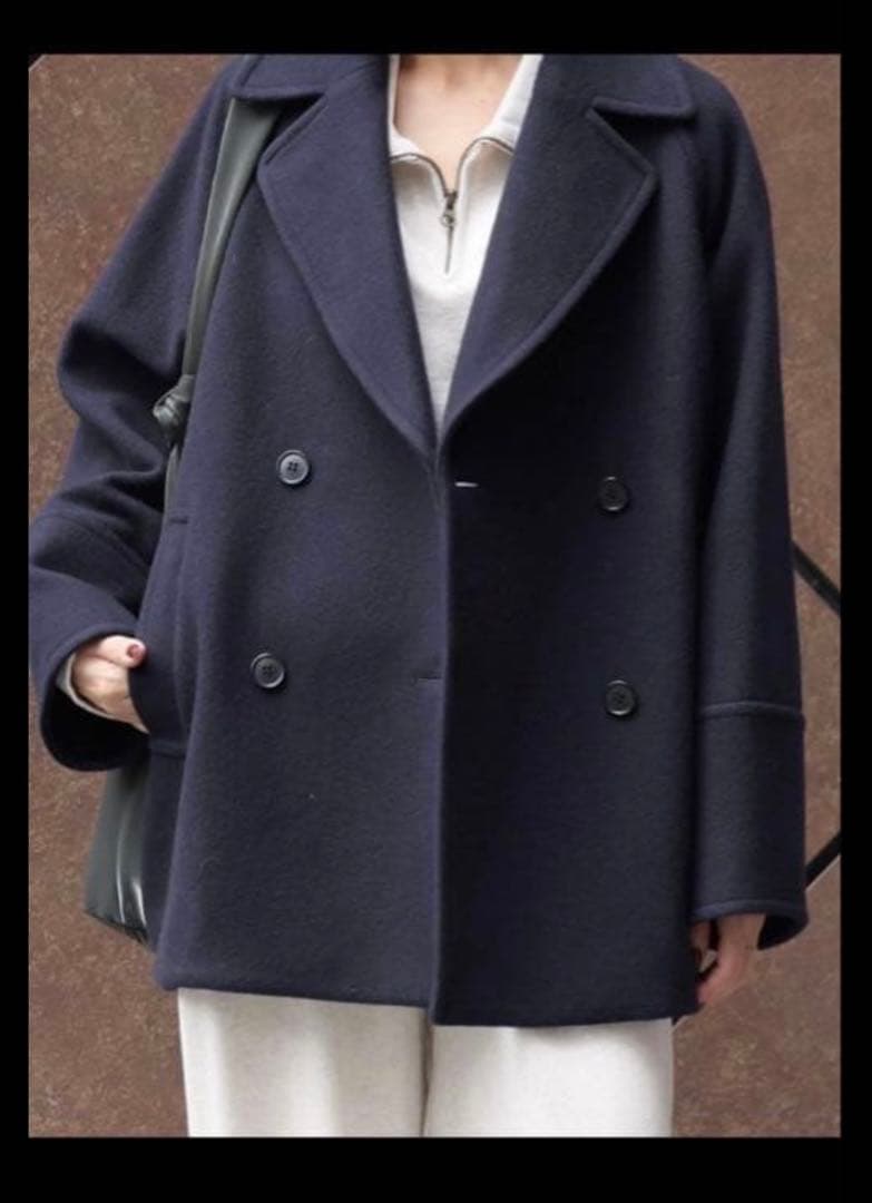relumeネイビー 尾州ウールピーコート