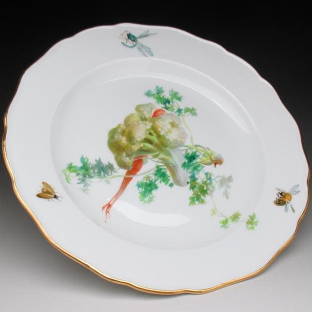 マイセン 野菜絵 プレート 25cm アンティーク 19世紀 一級品