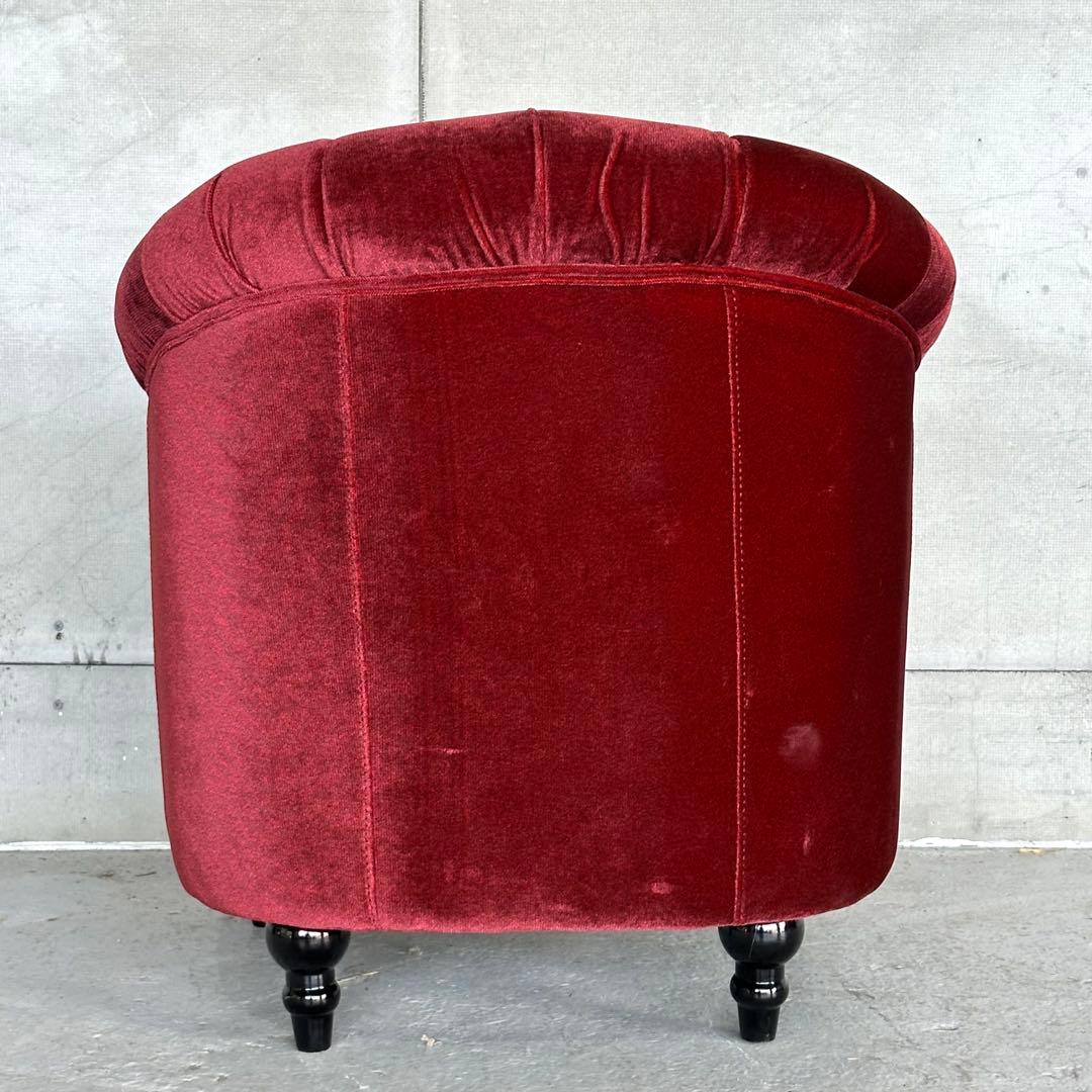 ★VINCENT★チェスターフィールド 1Pソファ ベルベット アンティーク調