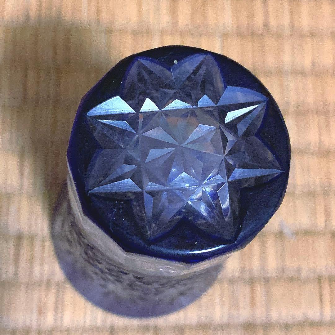 江戸切子 木箱入クリスタルガラス 伝統工芸士作 一口ビール 2個セット未使用