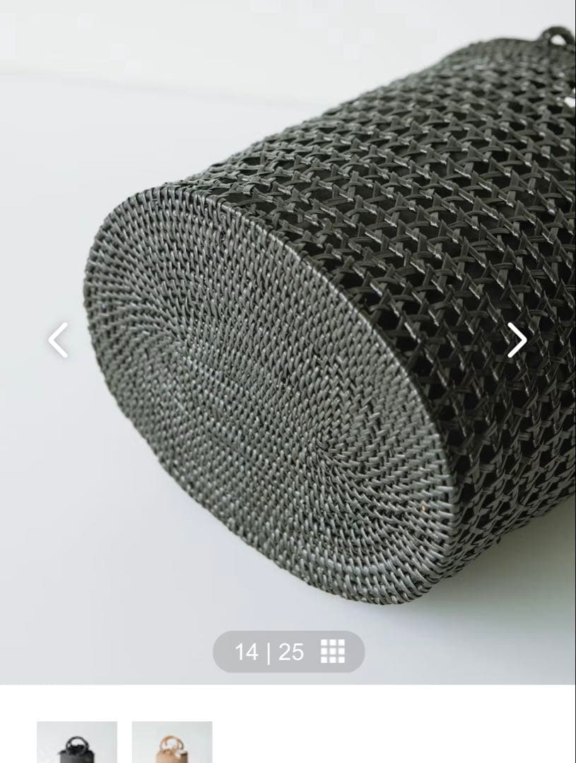 北欧、暮らしの道具店掲載hinthint / アタ素材の透かし編みカゴバッグ新品