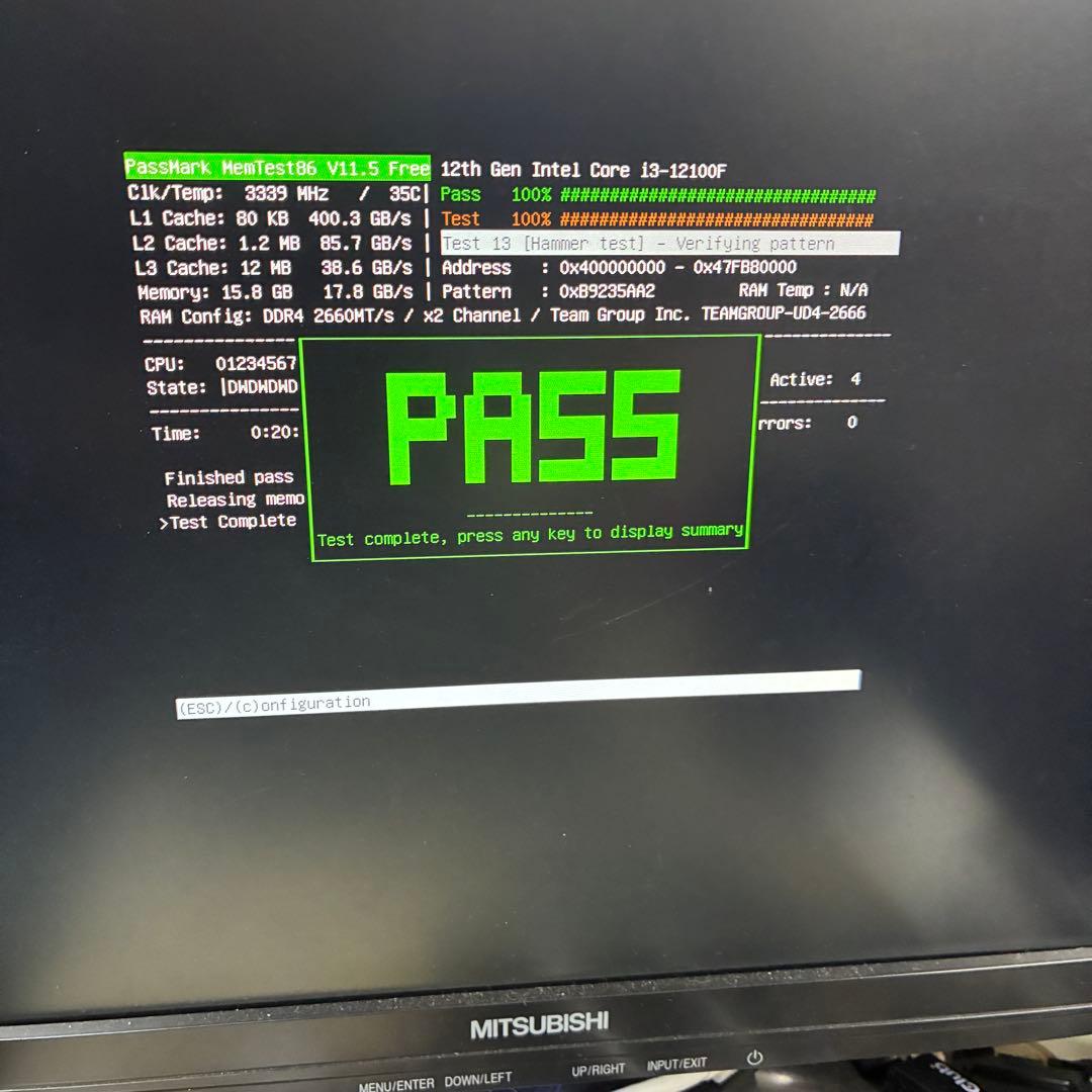 複数動作確認TEAM DDR4 2666MHz PC4-21300(8GBx2)