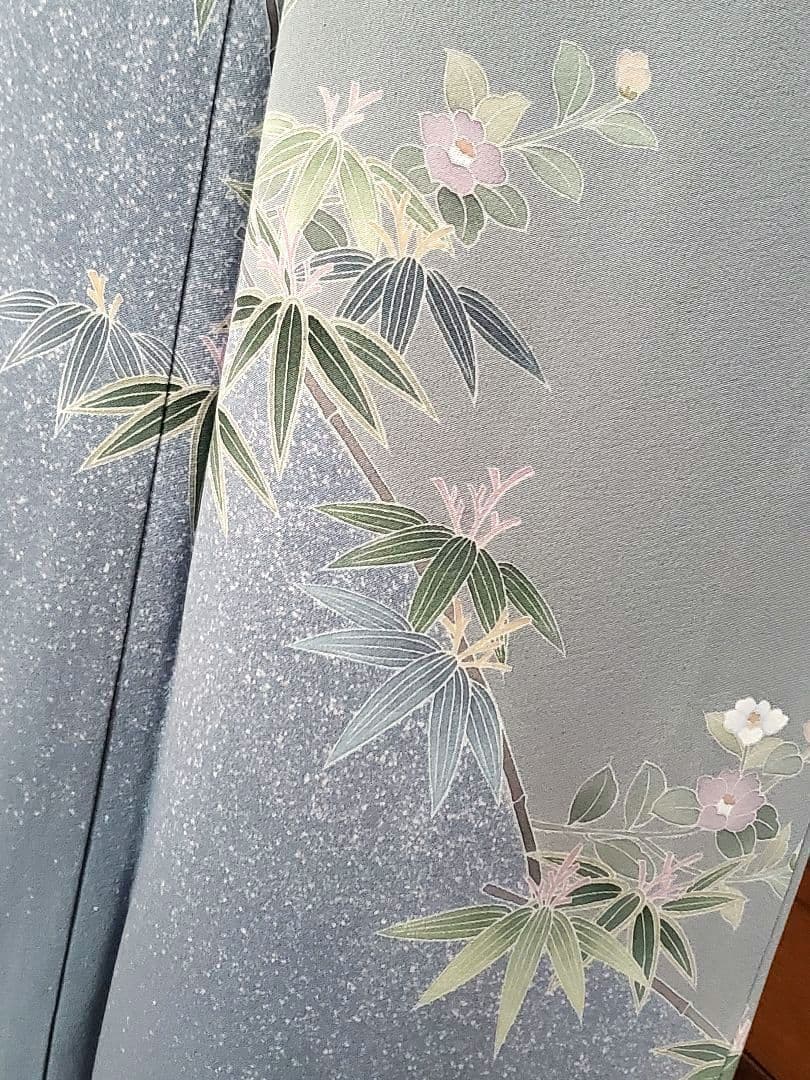 【着物・帯セット＊】清楚な小付けの訪問着　水色　グレー　スモールサイズ　正絹