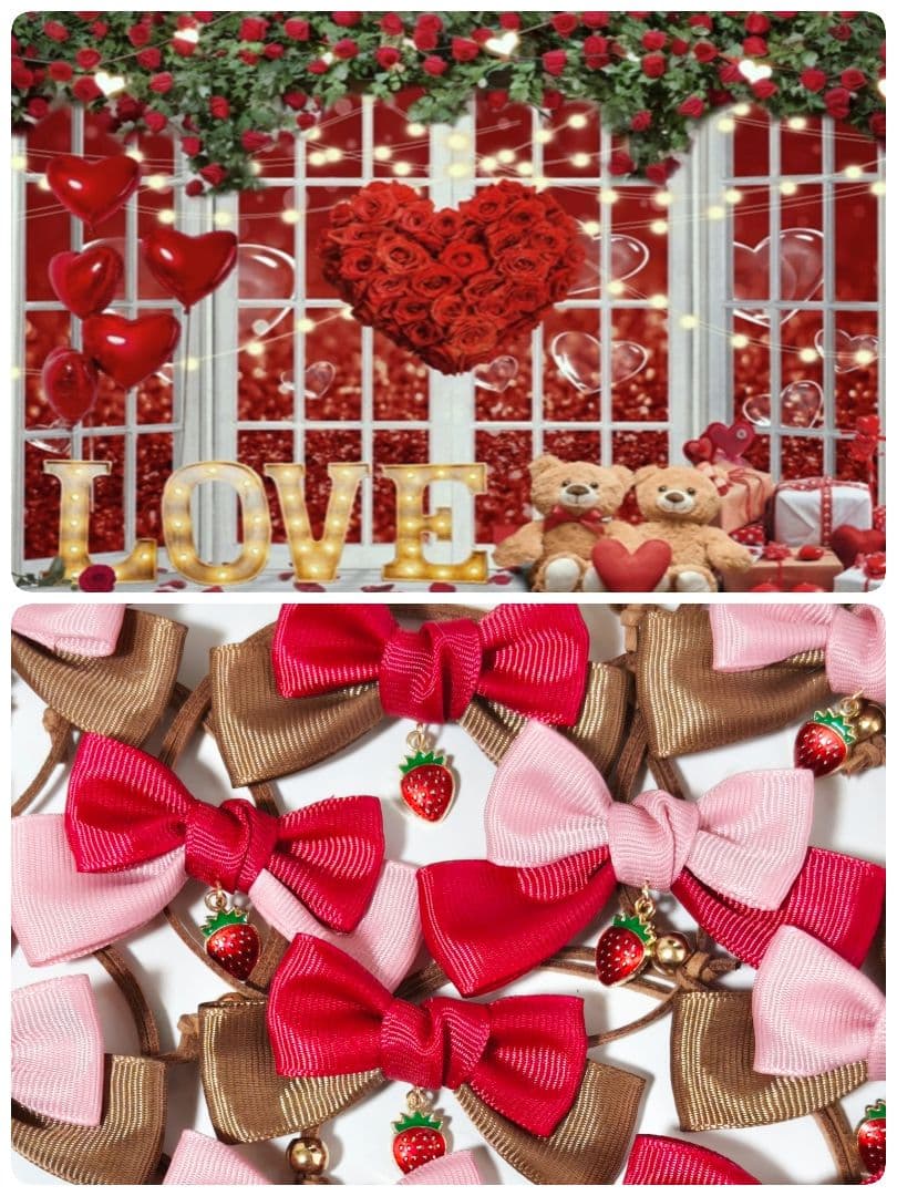 業務用ペットトリミングチョーカー70個　バレンタイン　苺チョコレート　春　リボン