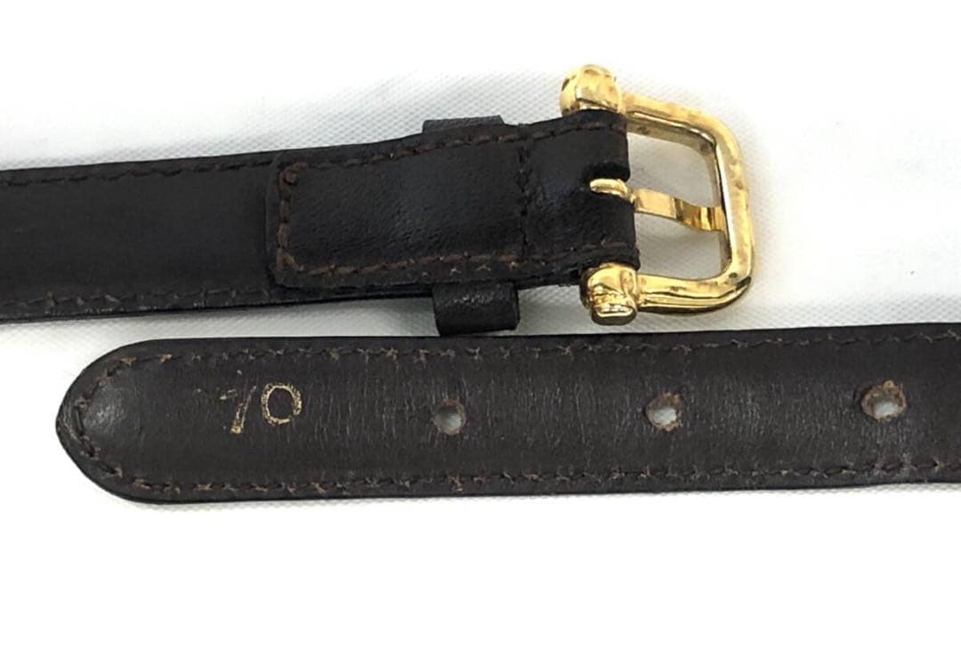 T04/078CELINEセリーヌ 馬車金具 ゴールドバックル ベルト ブラウン