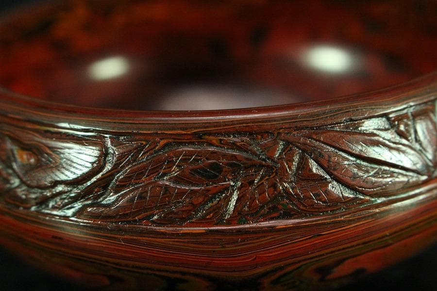 色漆 堆朱 筆洗 匙 台付 文房具(K-LC953)