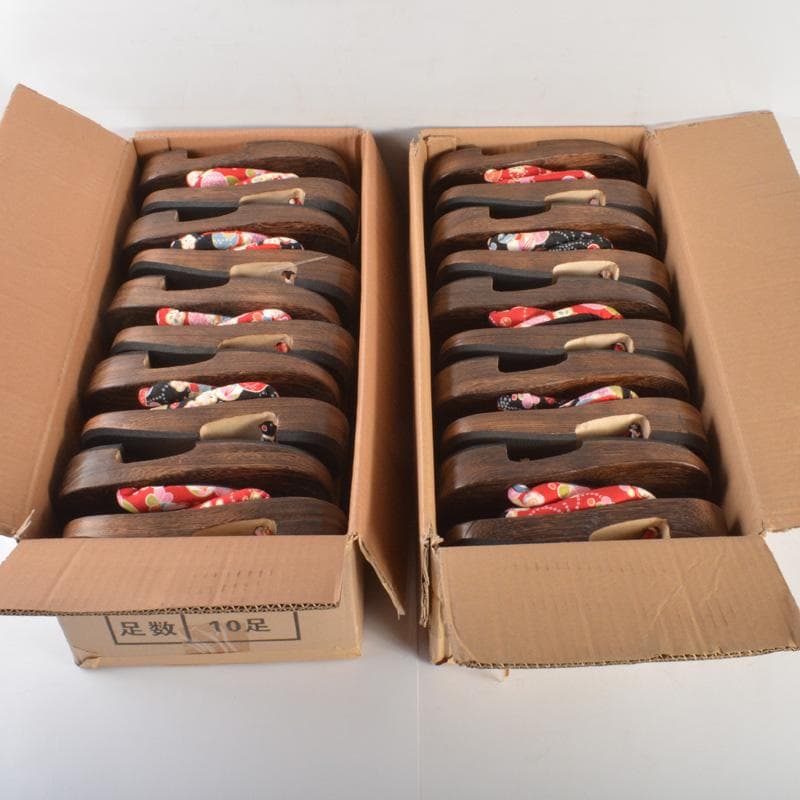 和装小物　焼桐下駄　女性用　小紋柄鼻緒　60足まとめて　M　6254A