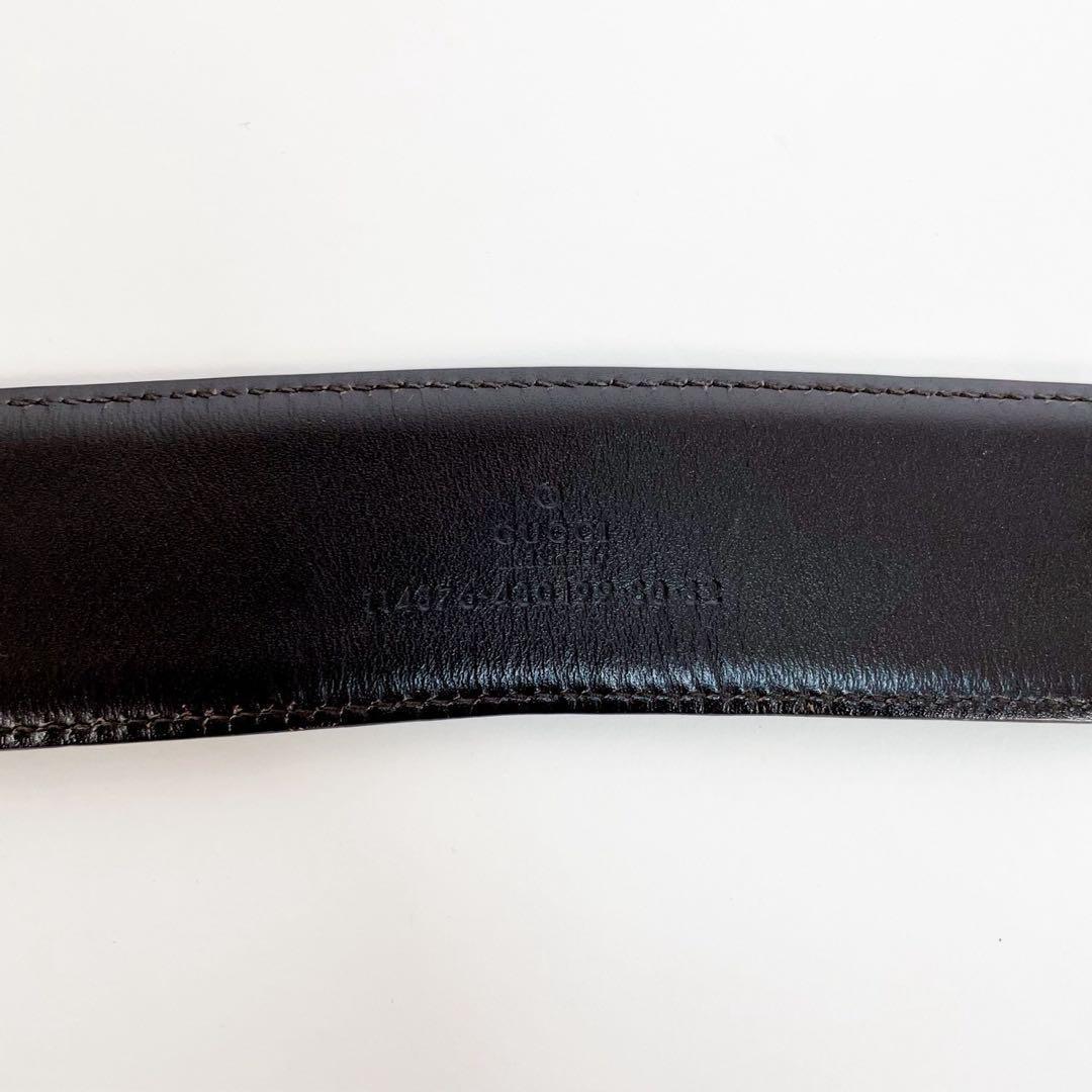 美品✨ グッチ ベルト インターロッキング GGキャンバス レザー ゴールド金具