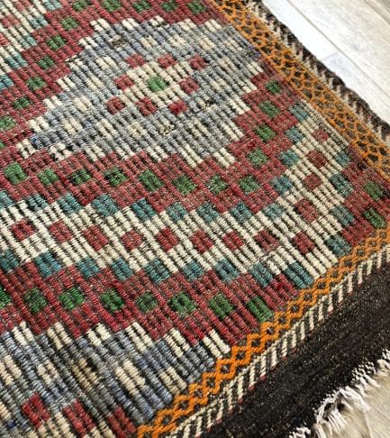 トルコ製ヴィンテージラグ940レア 大判 オールドキリム ジジム ブルー レッド