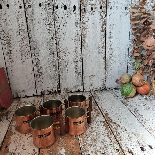 70-80s ヴィンテージ 未使用 コッパー マグカップ 5客 銅製 槌目