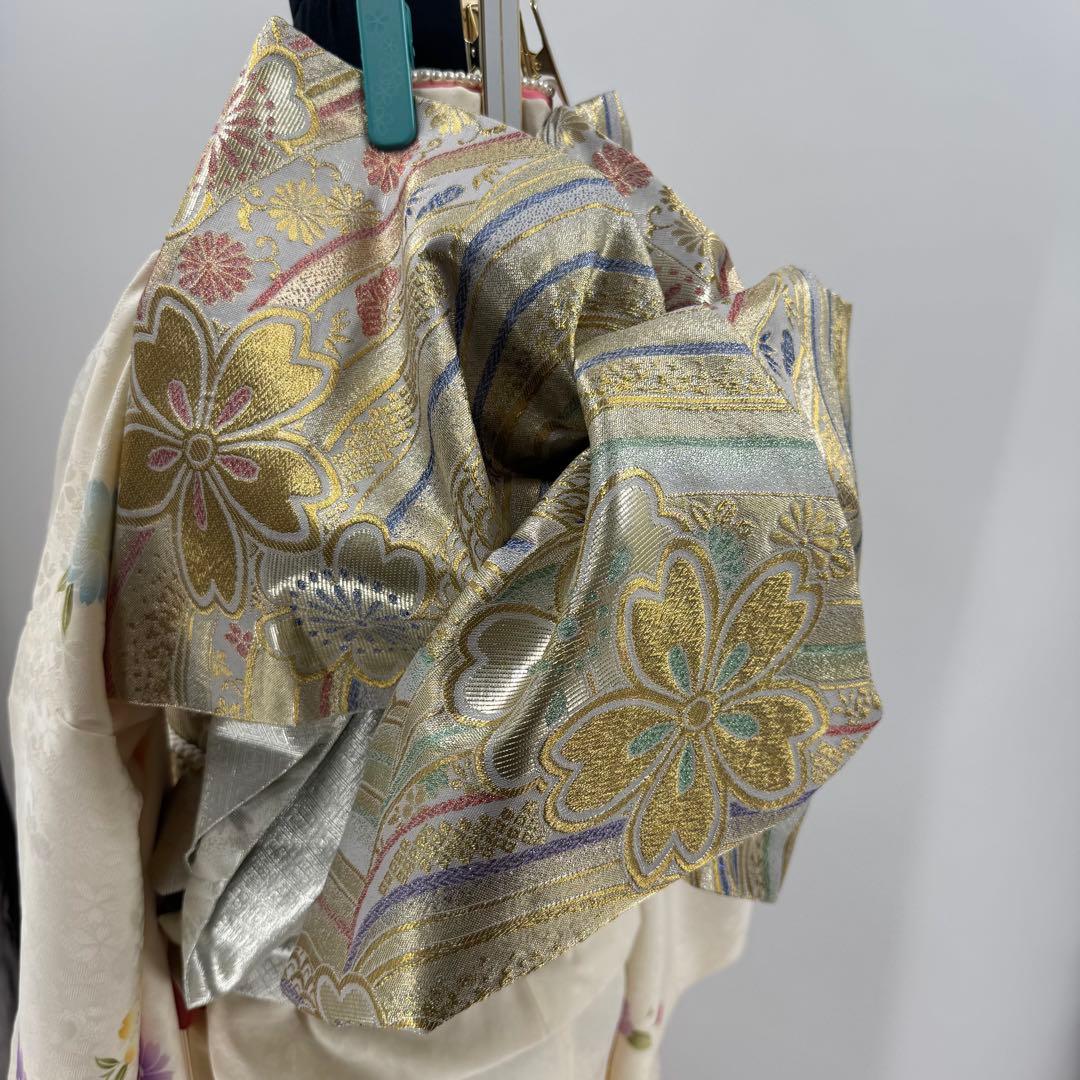 京都きもの友禅　豪華振袖8点フルセット　正絹 　成人式　お正月　パーティ　白地