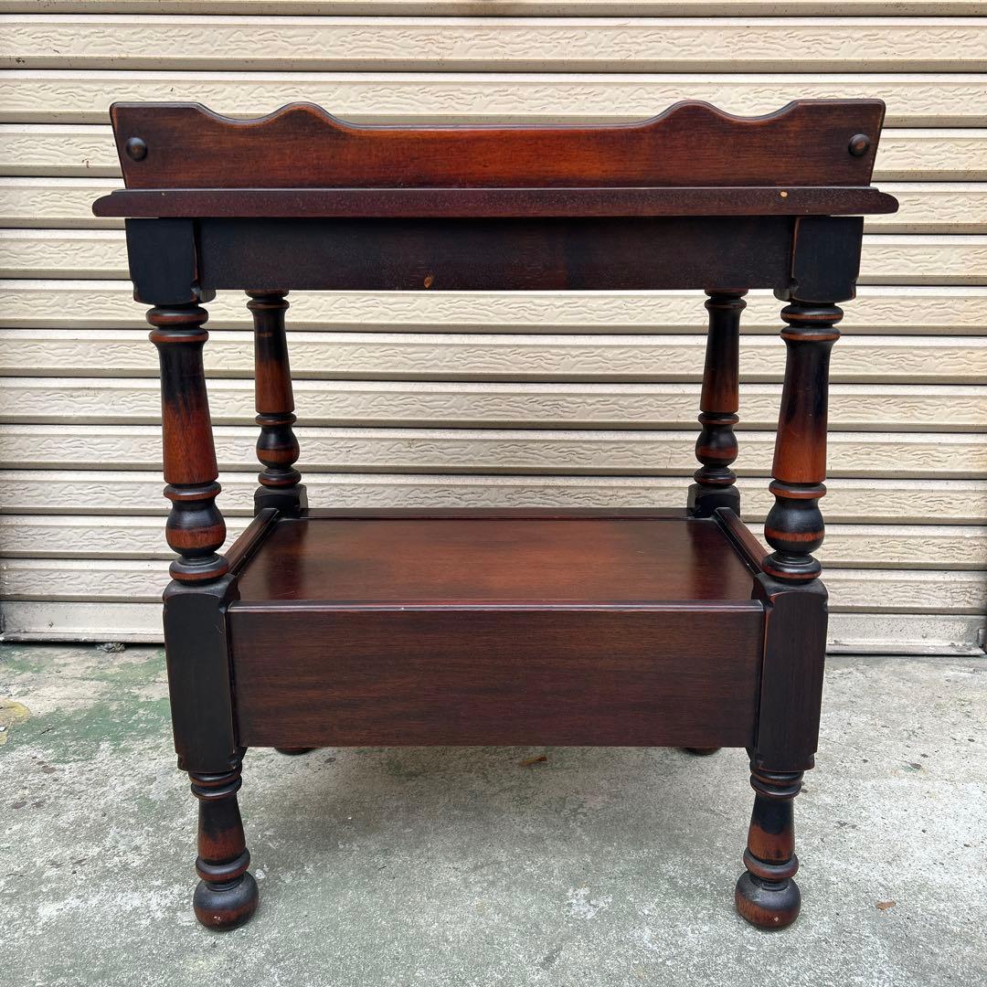 ヴィンテージ　オールドカリモク　コロニアル　電話台　花台　サイドテーブル