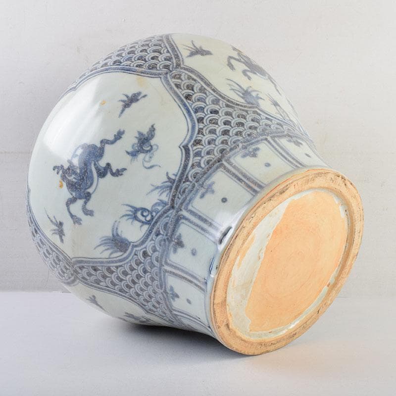 中国　青花　花弁神獣文　花瓶　壺　C　8943A