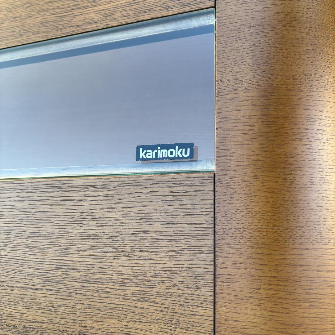 カリモク家具 リビングテーブル ガラス天板 135cm 曲木 センターテーブル