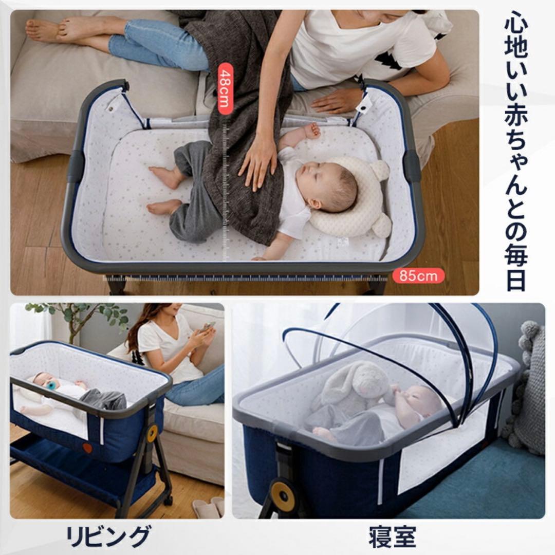 【美品】hzdmjベビーベッド　カーキ