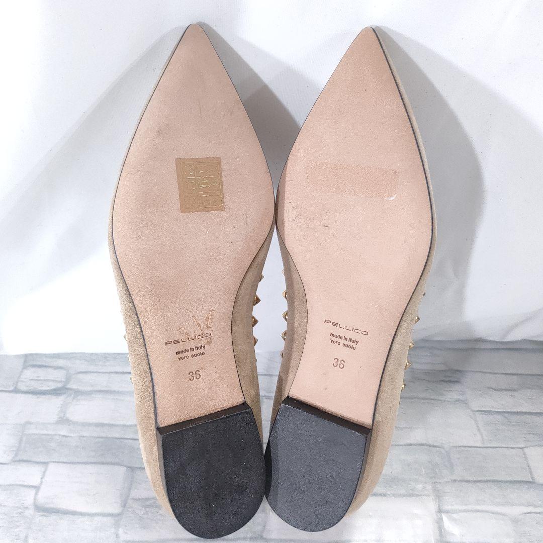 未使用品✨ペリーコ　スウェードフラットパンプス　スタッズ　ベージュ　36