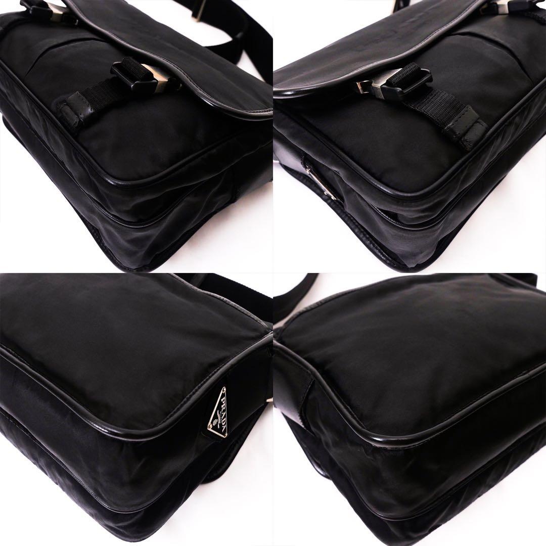 超美品 PRADA プラダ メッセンジャー バッグ ショルダーバッグ 黒 レザー