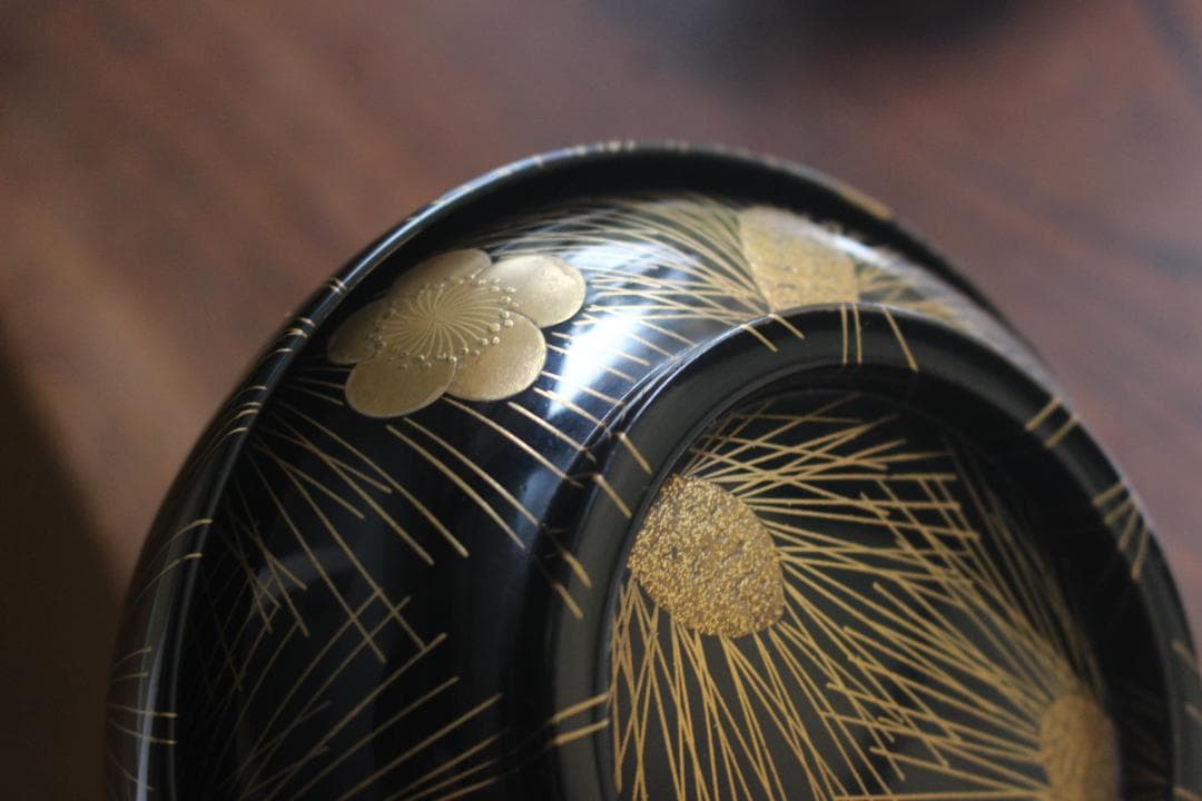 時代逸品！時代黒漆に極上松竹梅蒔絵の映える煮物椀2点（検輪島塗雑煮椀蒔絵椀