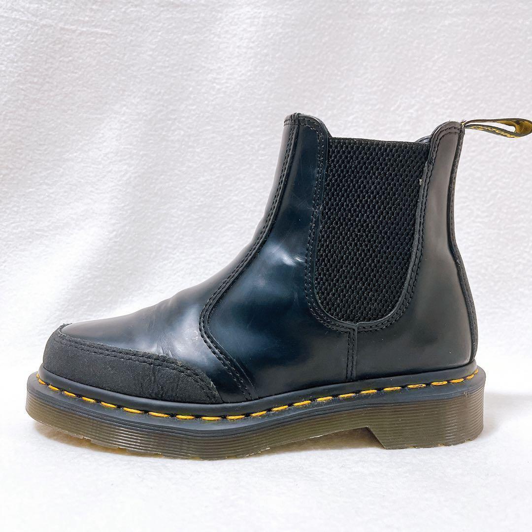 レア ドクターマーチン サイドゴア 黒 レザー ドッキング チェルシー ステッチ