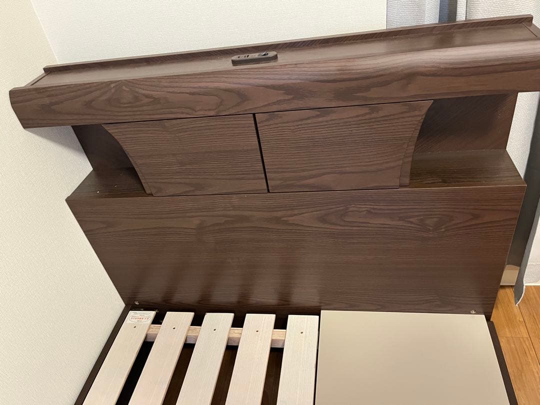 【ニトリ】ダークブラウン シングルベッド 引き出し収納付き