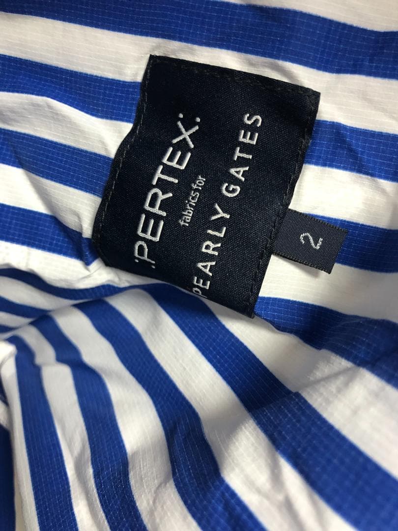 未使用 タグ付き パーリーゲイツ フーディブルゾン ストライプ 2 L ブルー青